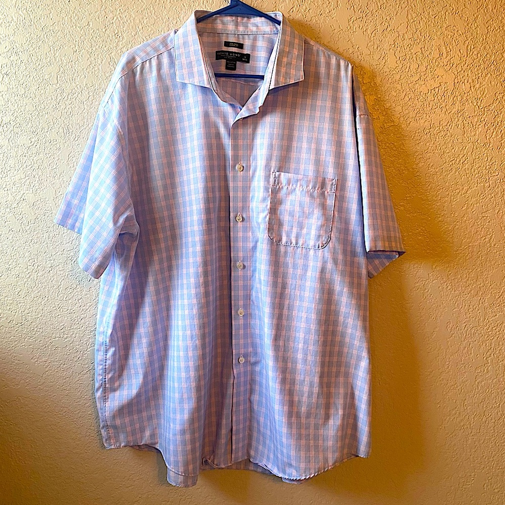 Pronto Uomo Blue Casual Button Down Shirt 19 34/35 100% cotton